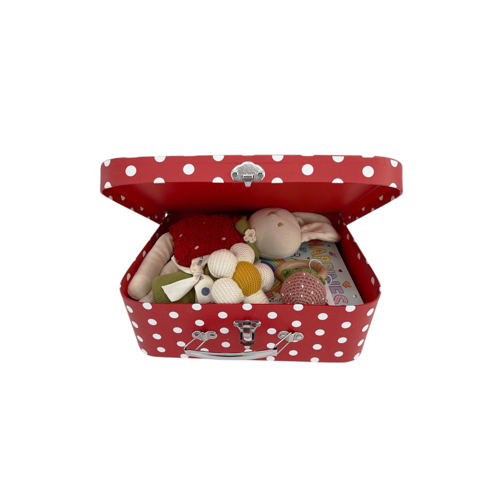 THE BLUEBERRY HILL Strawberry Bunny Baby Gift Basket: Paperboard Suitcase The Blueberry Hill