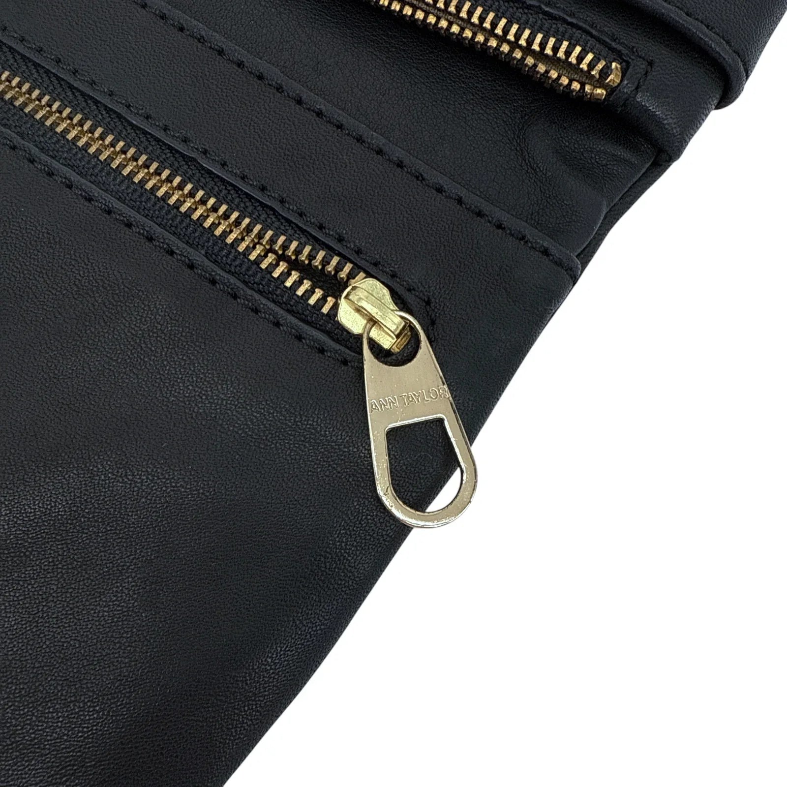 ANN TAYLOR Nappa Leather Foldover Clutch Bag in Black - flyKAMP