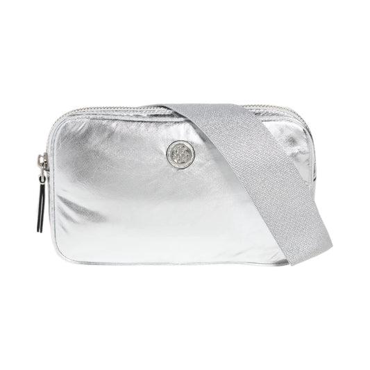 TORY BURCH Virginia Metallic Belt Bag in Silver