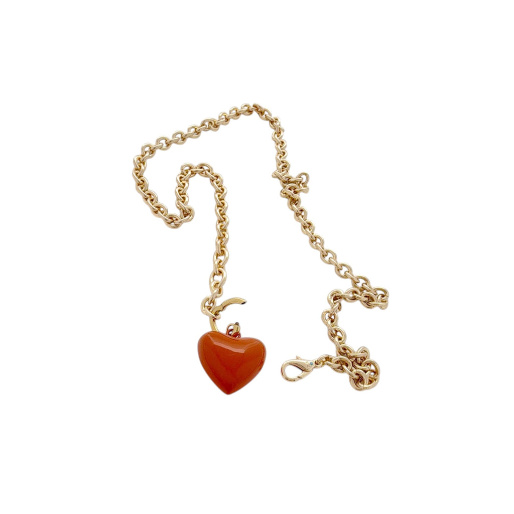 ROXANNE ASSOULIN The Mini Puffy Heart Necklace in Gold & Sienna Roxanne Assoulin
