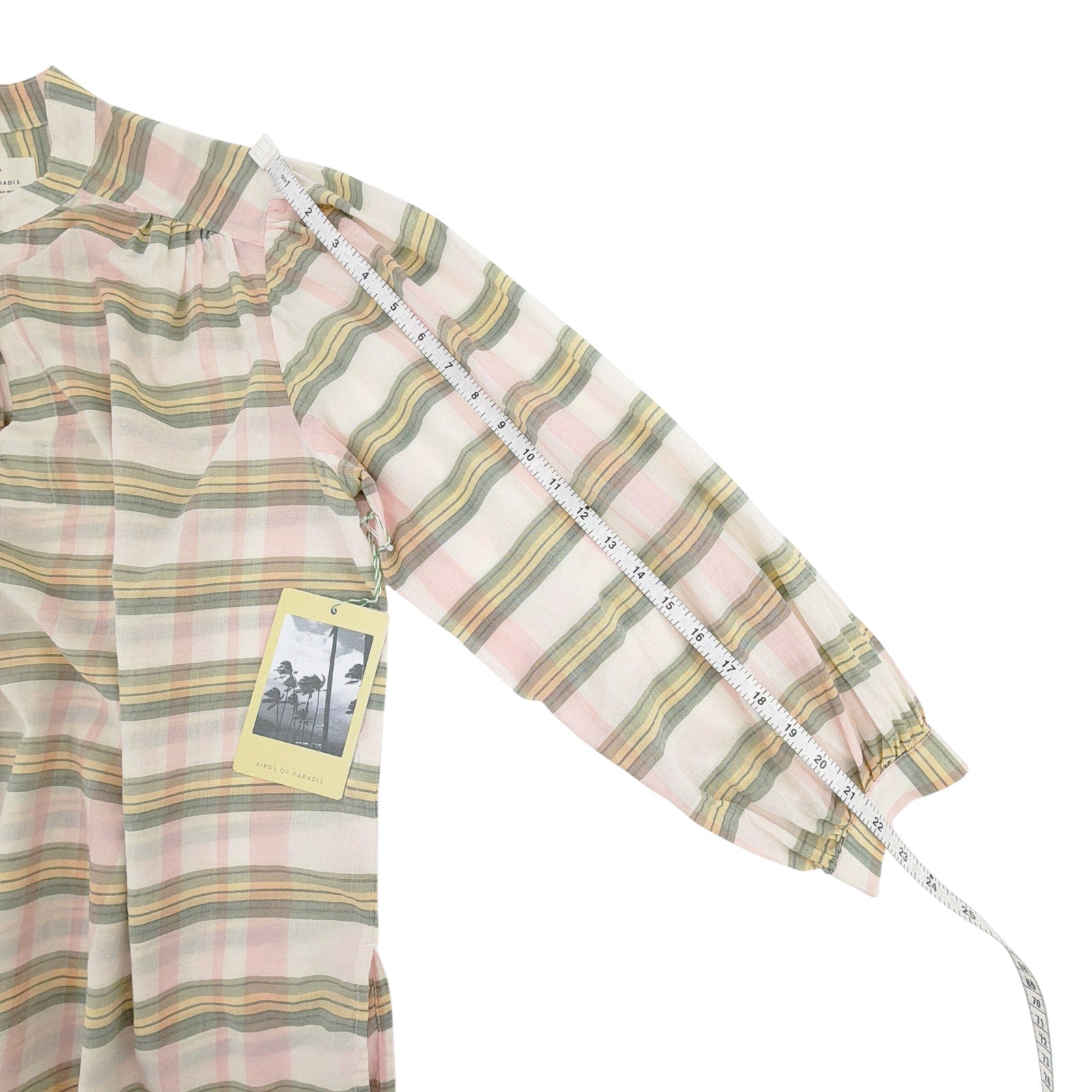 BIRDS of PARADIS by TROVATA Bailey Blouse in Pomelo Plaid M Birds of Paradis by Trovata