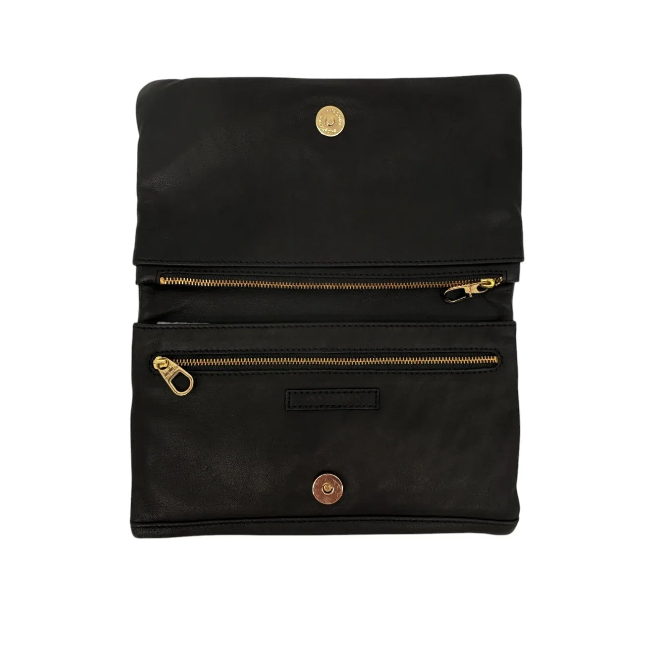 ANN TAYLOR Nappa Leather Foldover Clutch Bag in Black - flyKAMP