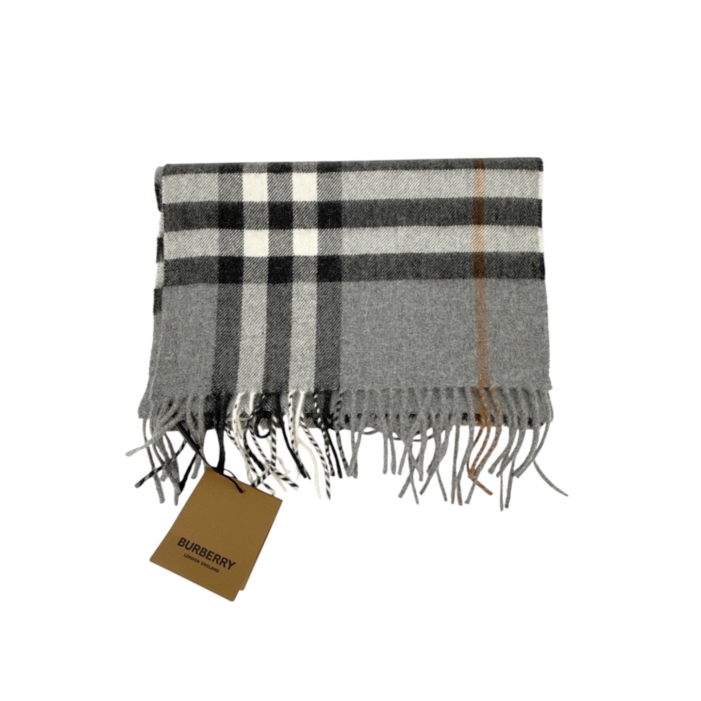 BURBERRY Giant Check Cashmere Scarf in Grey