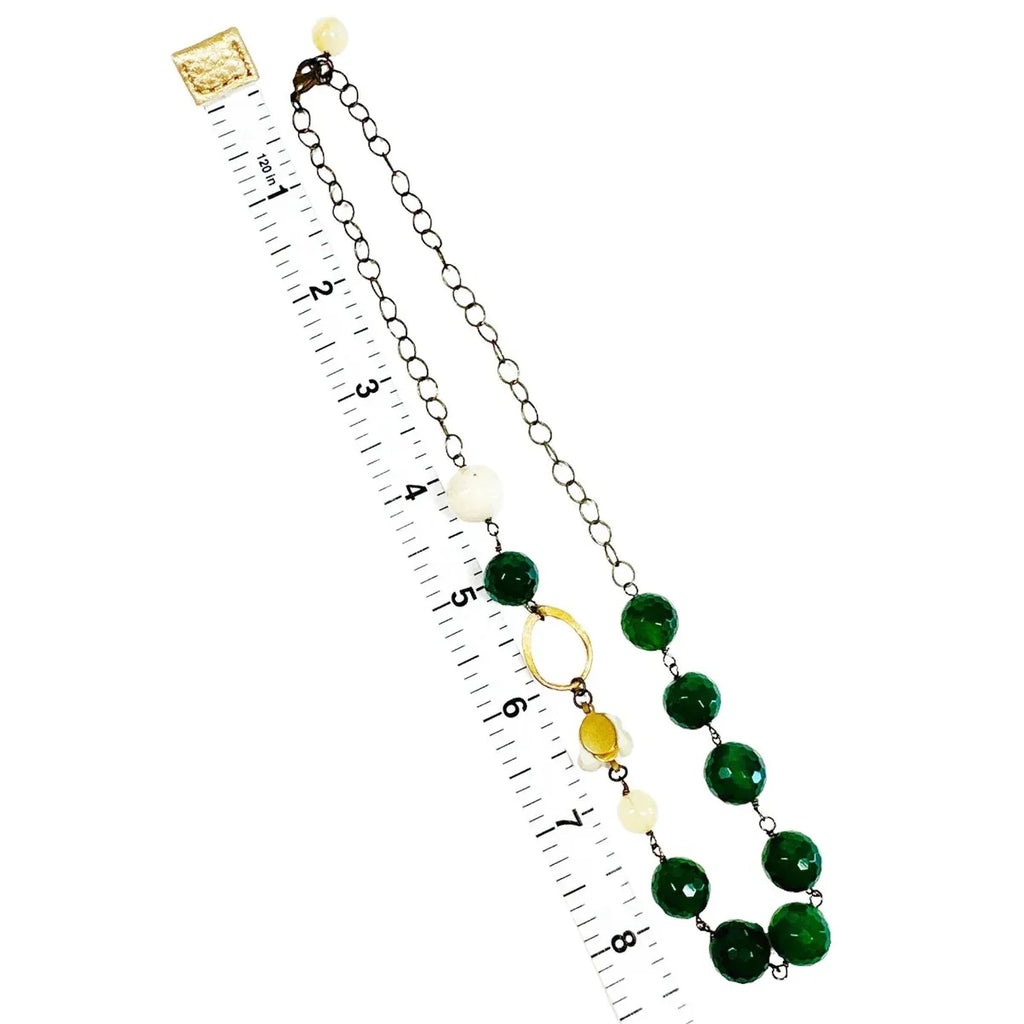NECKLACE Hand Crafted in Antique Gold & Green - flyKAMP