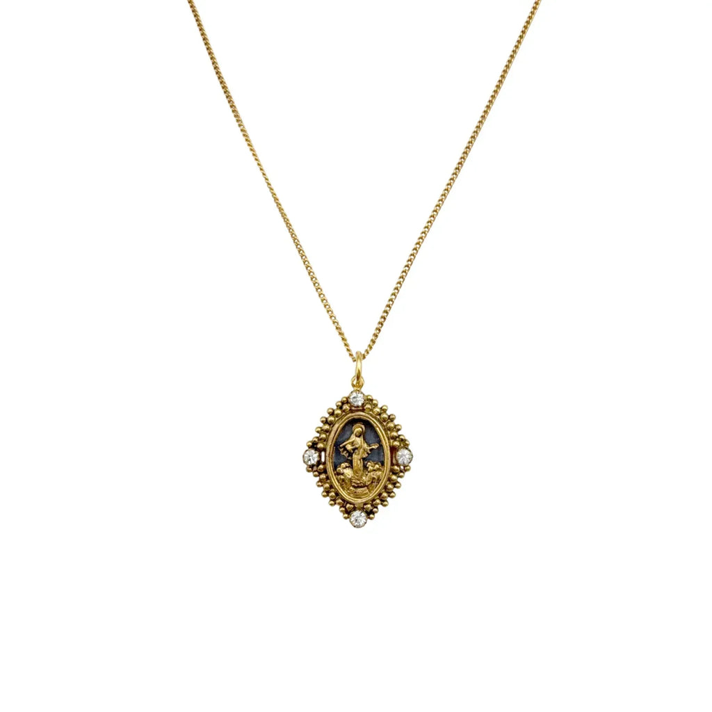 VIRGINS SAINTS & ANGELS VSA Petite Oval Cloister Lady of Fatima Charm Necklace - flyKAMP