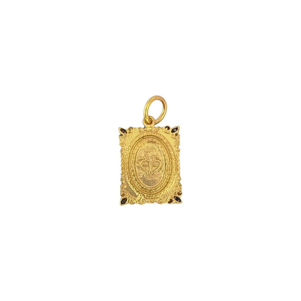 VIRGINS SAINTS & ANGELS VSA Retablo Square Frame Charm Necklace in Gold Virgins Saints & Angels