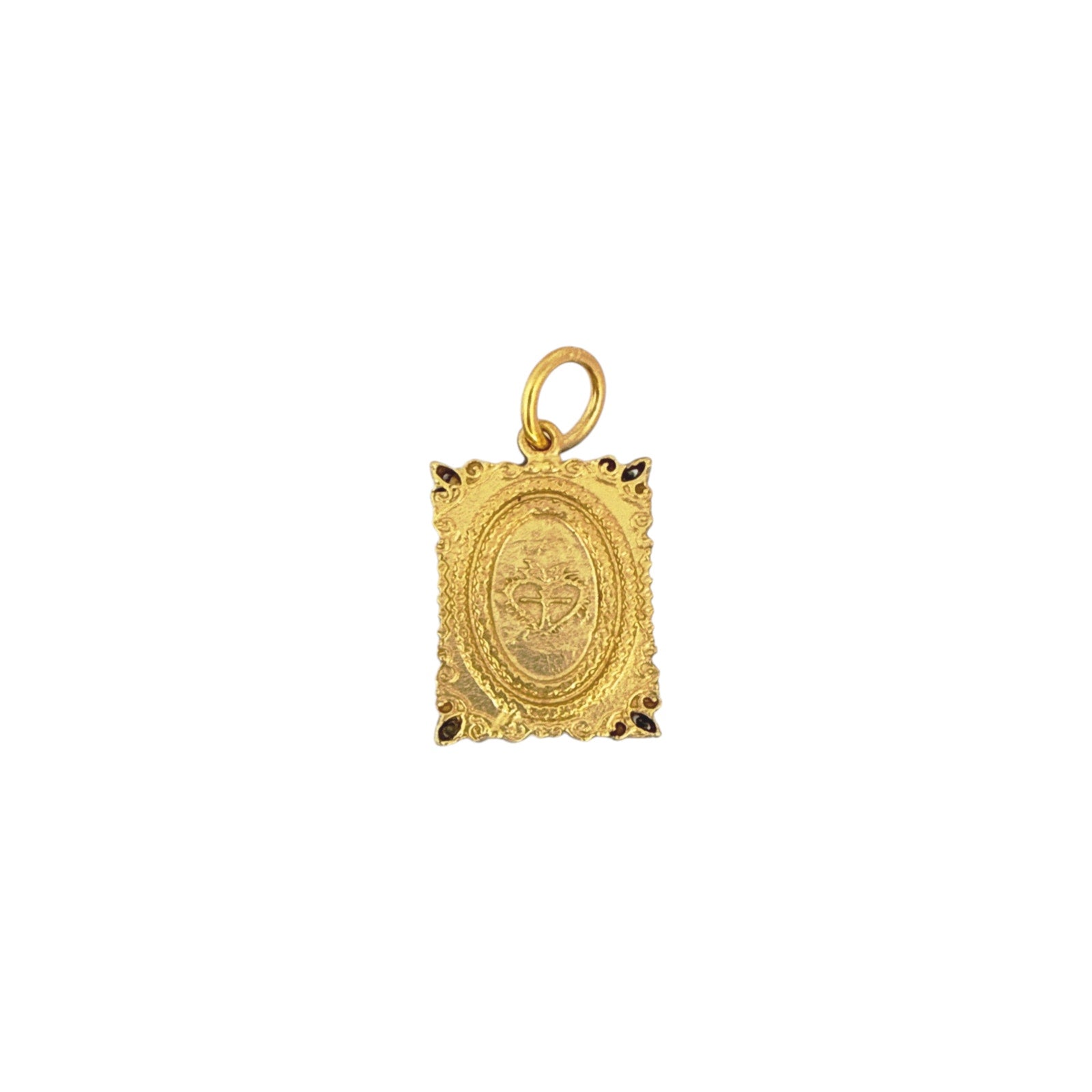 VIRGINS SAINTS & ANGELS VSA Retablo Square Frame Charm Necklace in Gold Virgins Saints & Angels