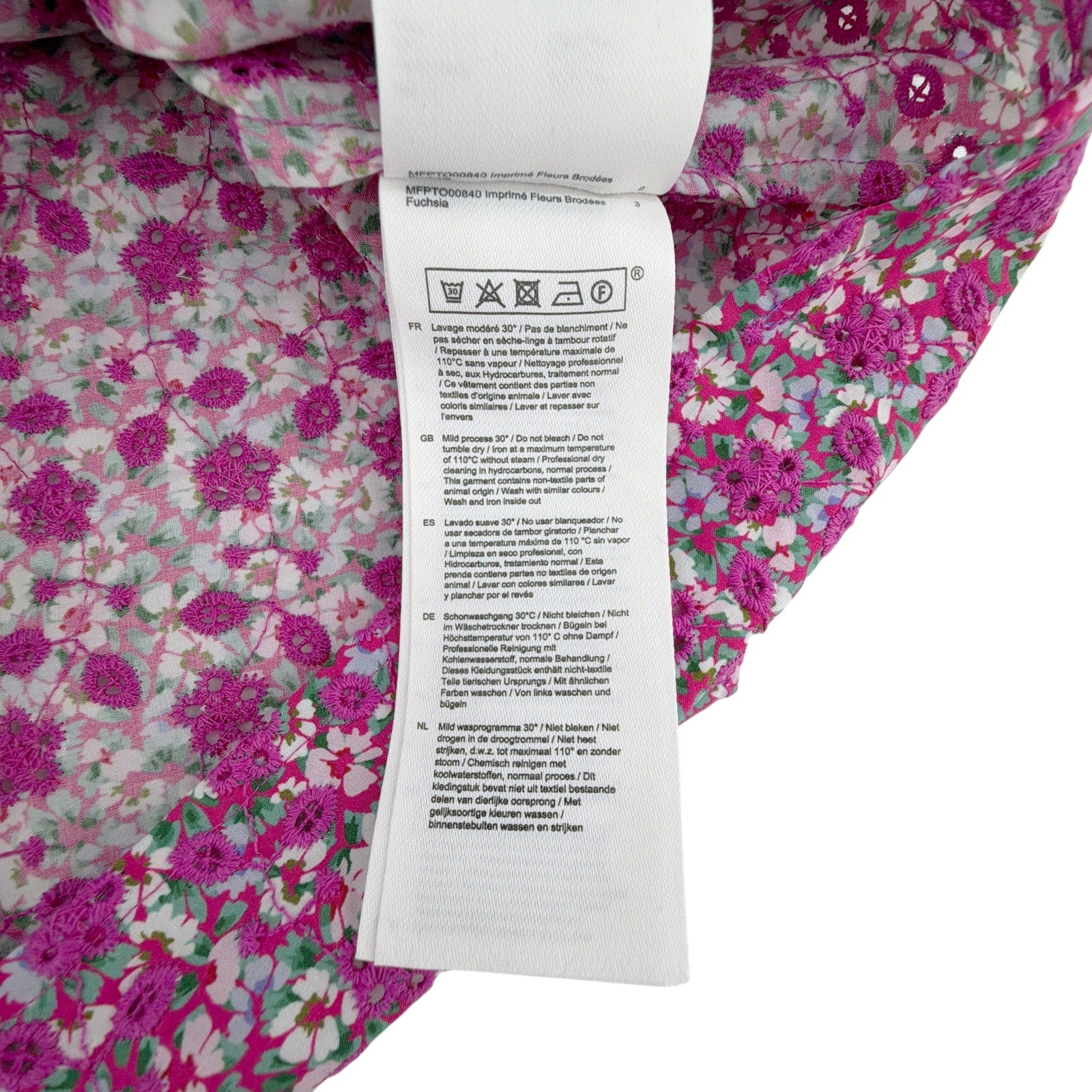 MAJE Floral Print Broderie Anglaise Cotton Blouse 1|S Maje