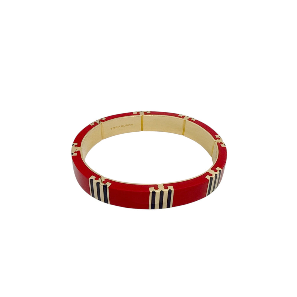 TORY BURCH Icon Enamel Bracelet in Tory Gold / Red / Navy Tory Burch