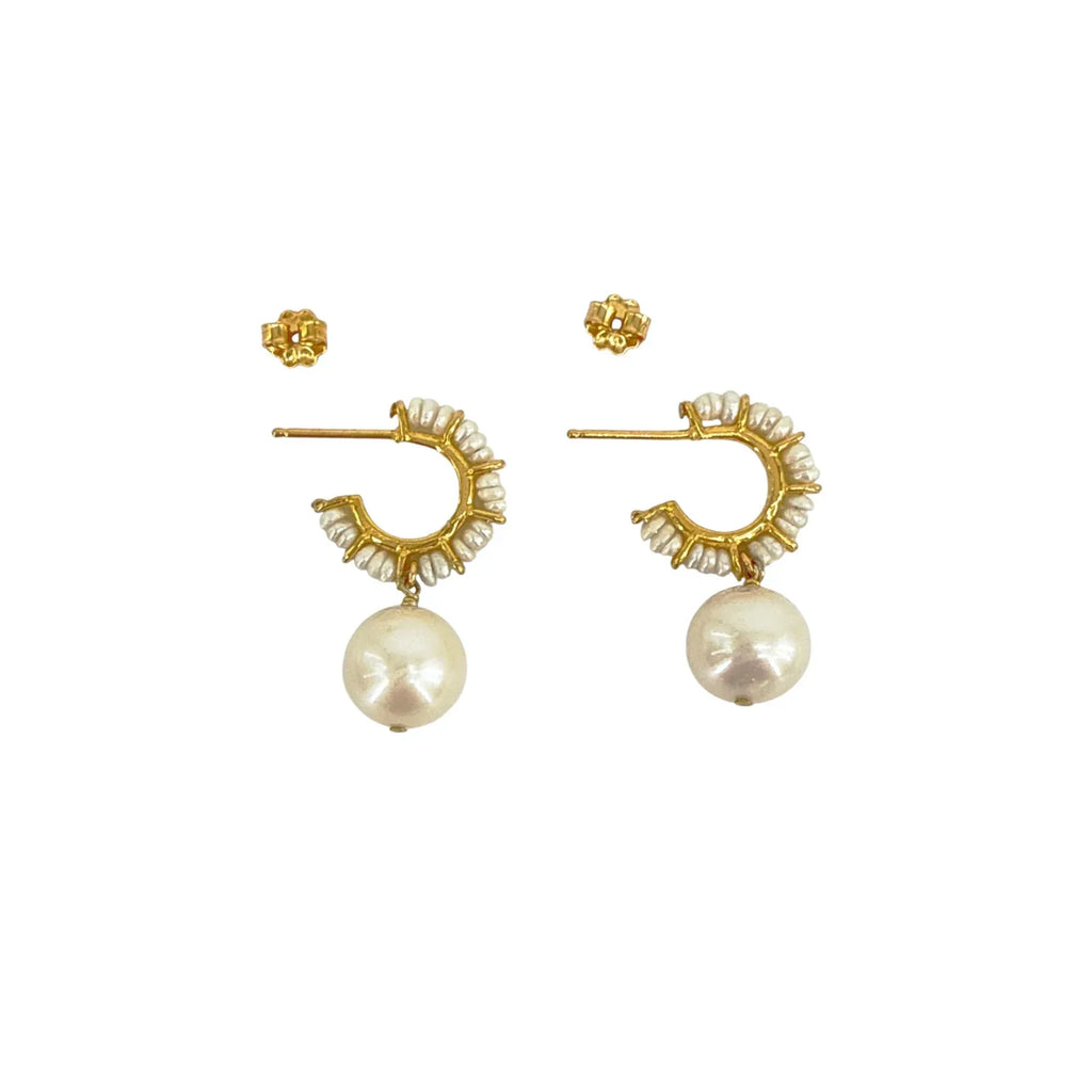 CHAN LUU Maiden Hoop Earrings in White Pearl - flyKAMP