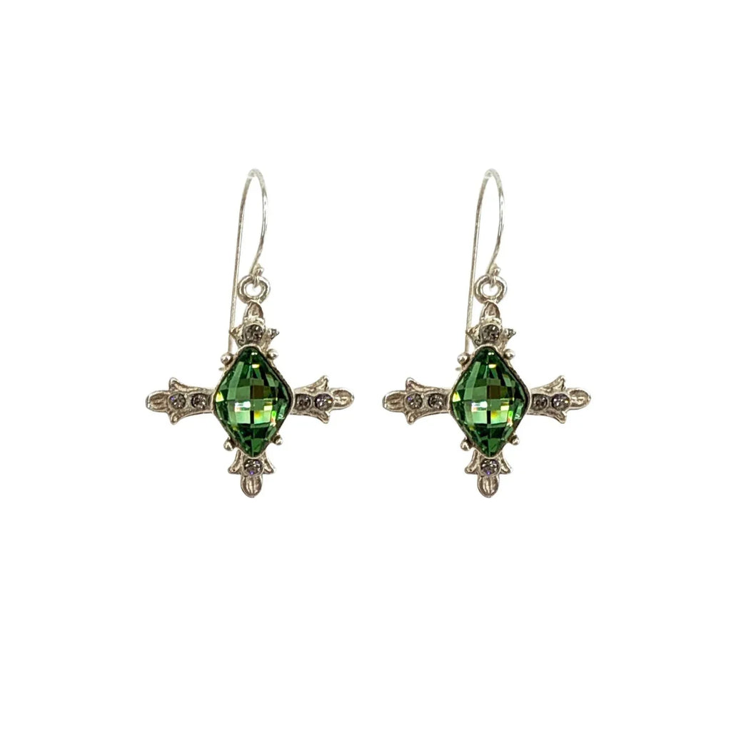 VIRGINS SAINTS & ANGELS VSA Ice Cross Earrings in Silver & Tourmaline - flyKAMP