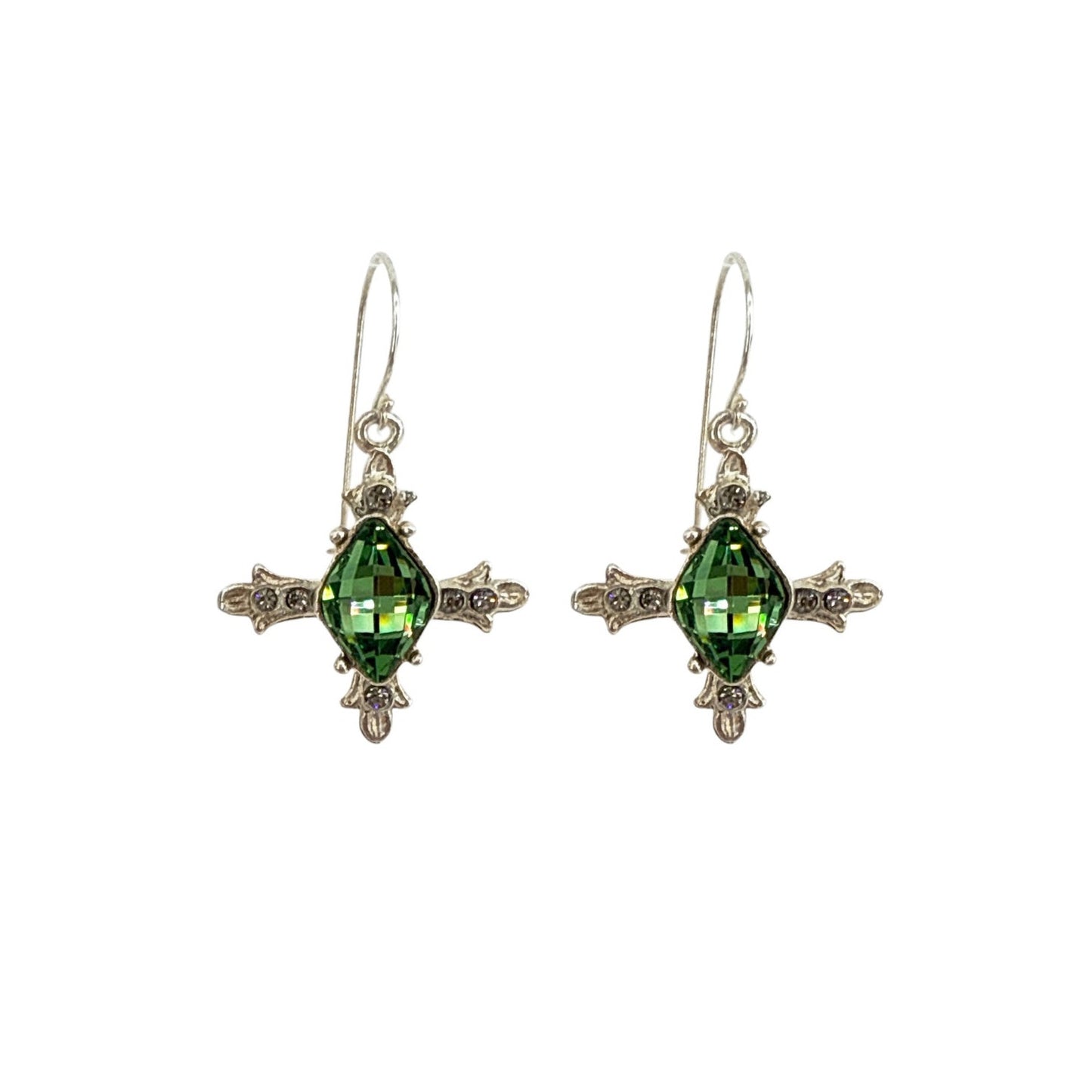 VIRGINS SAINTS & ANGELS VSA Ice Cross Earrings in Silver & Tourmaline