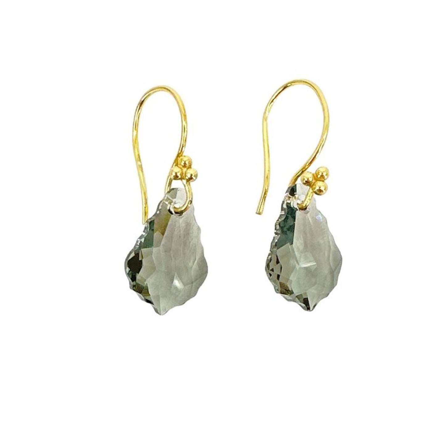 SWAROVSKI Crystal Black Diamond & Gold Vermeil French Wire Earrings