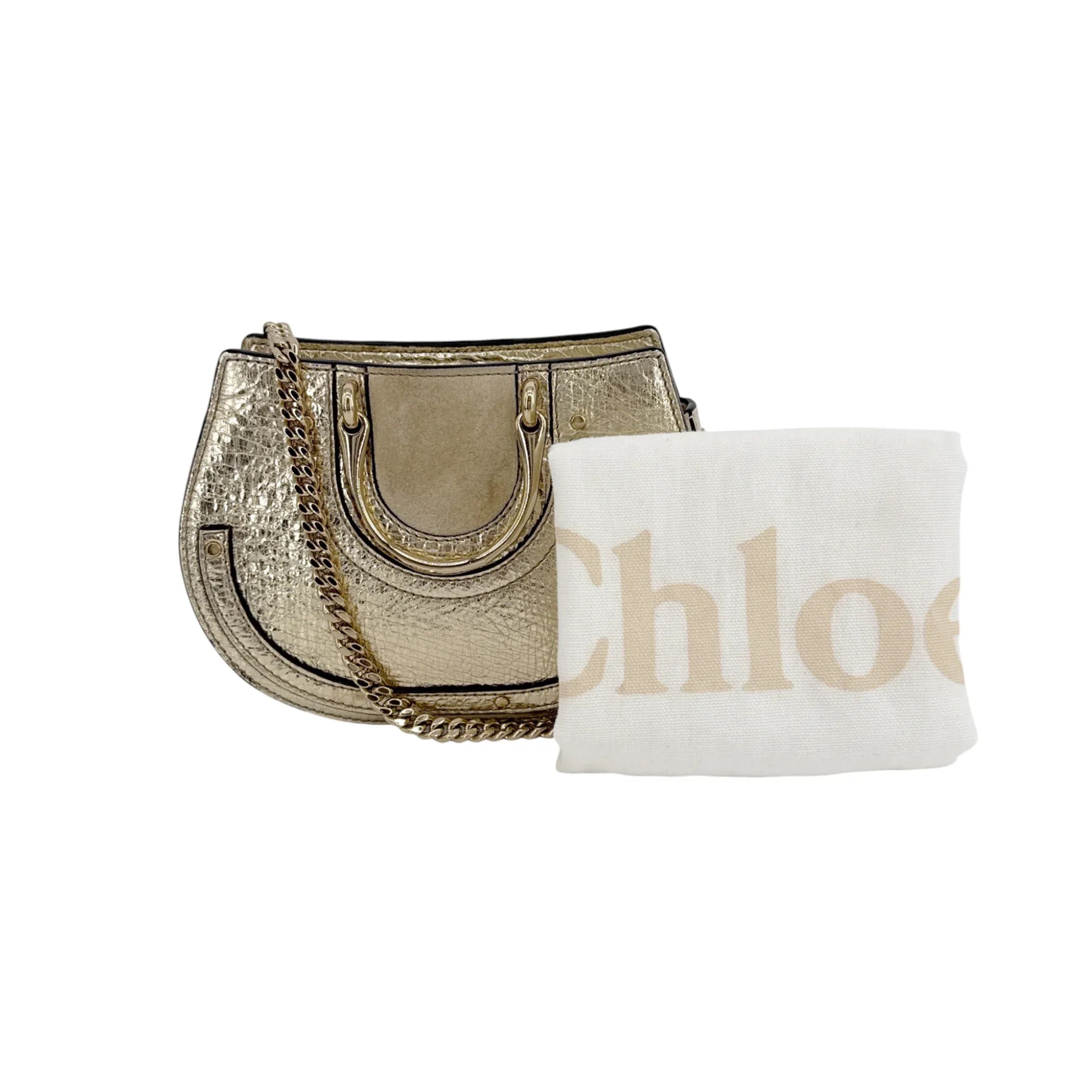 CHLOE Pixie Mini Convertible Belt Bag Metallic Gold - flyKAMP