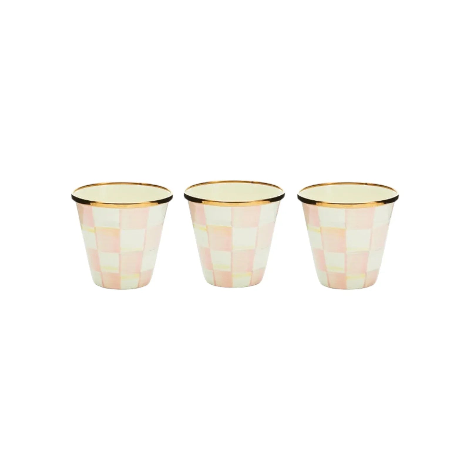 MACKENZIE-CHILDS Herb Pots in Rosy Check Set of 3 - flyKAMP
