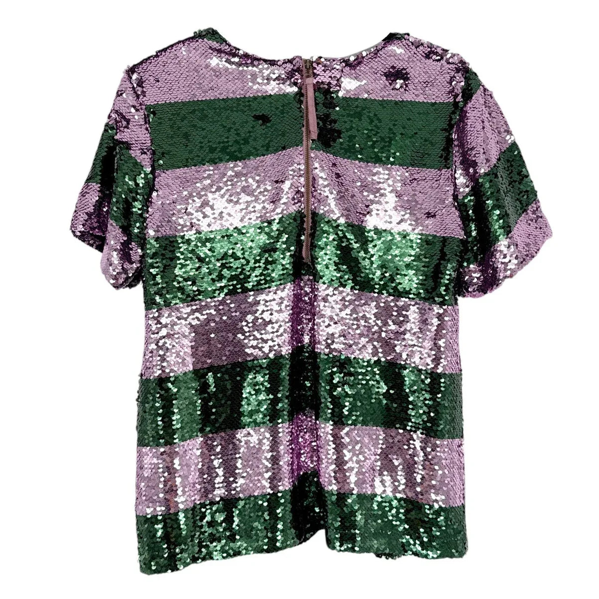 ANTHROPOLOGIE Maeve Short-Sleeve Sequin Striped Top S - flyKAMP