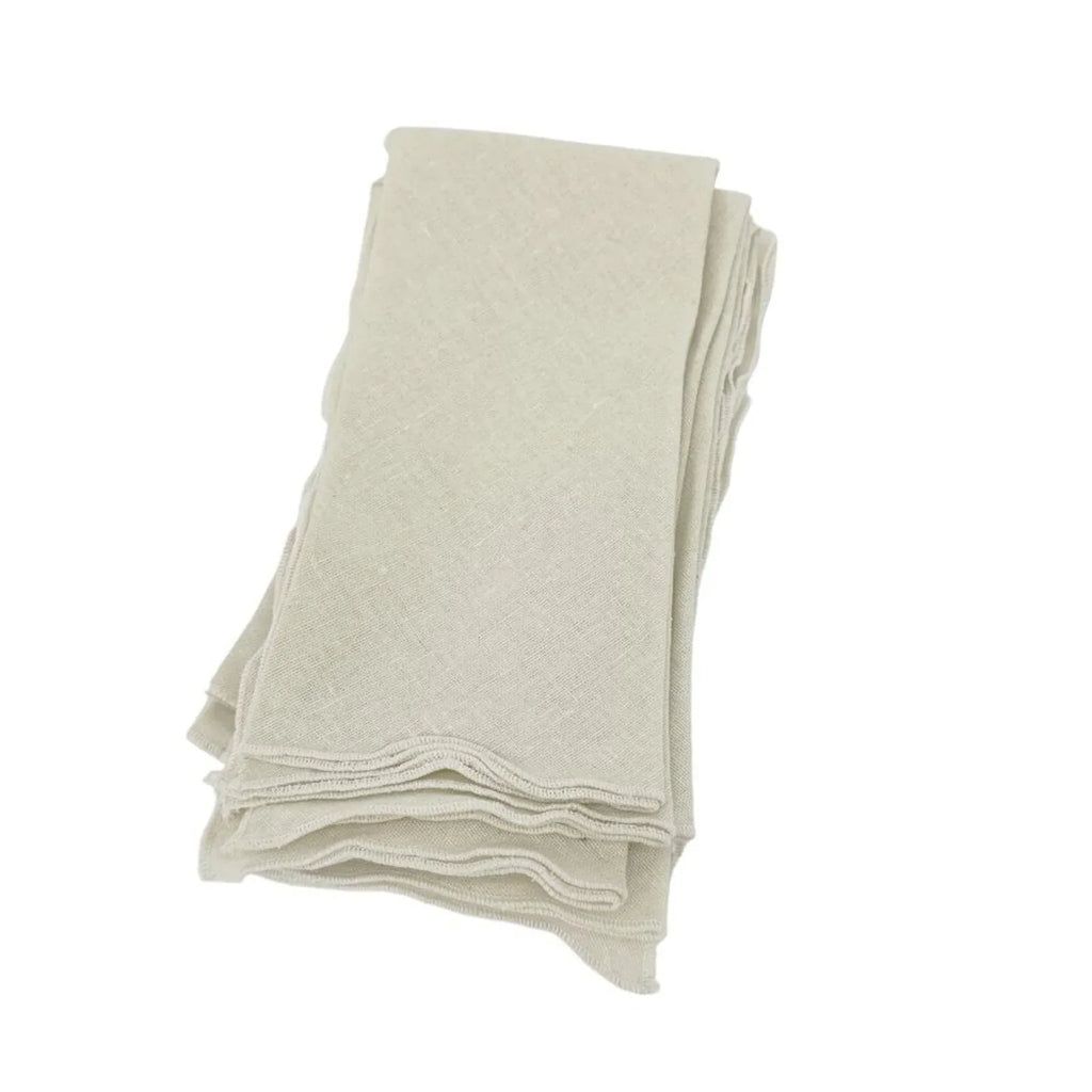 NAPKINS Linen Blend Cloth Natural with Rolled Edges || Set of 6 - flyKAMP