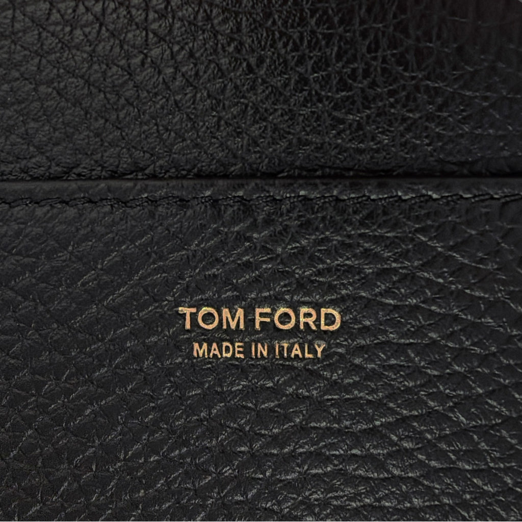 TOM FORD Jennifer Medium Double Strap Bag in Black Grained Leather Tom Ford