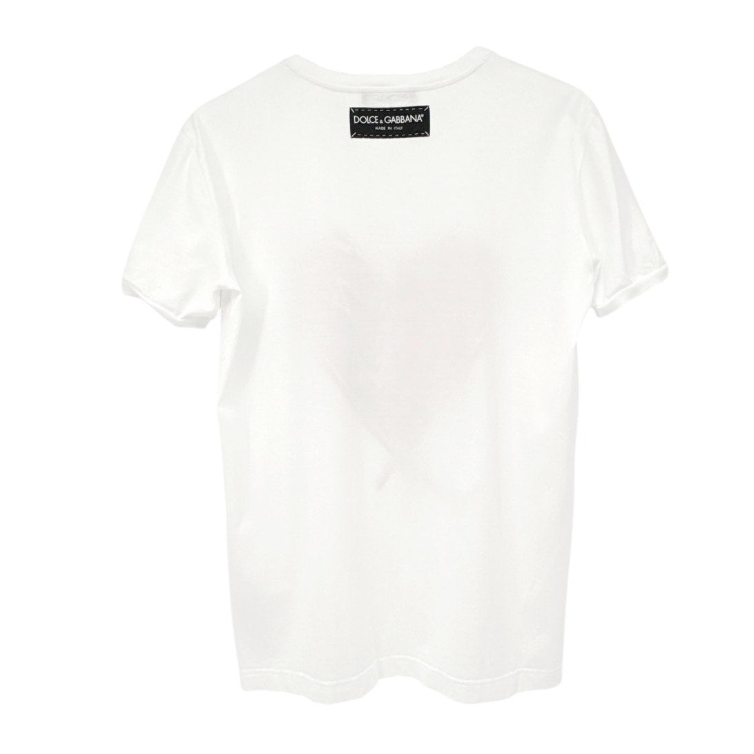 DOLCE & GABBANA White Metallic Heart T-shirt IT42