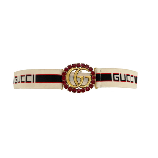 GUCCI Jacquard Crystal Stripe Double G Belt 80cm|32in