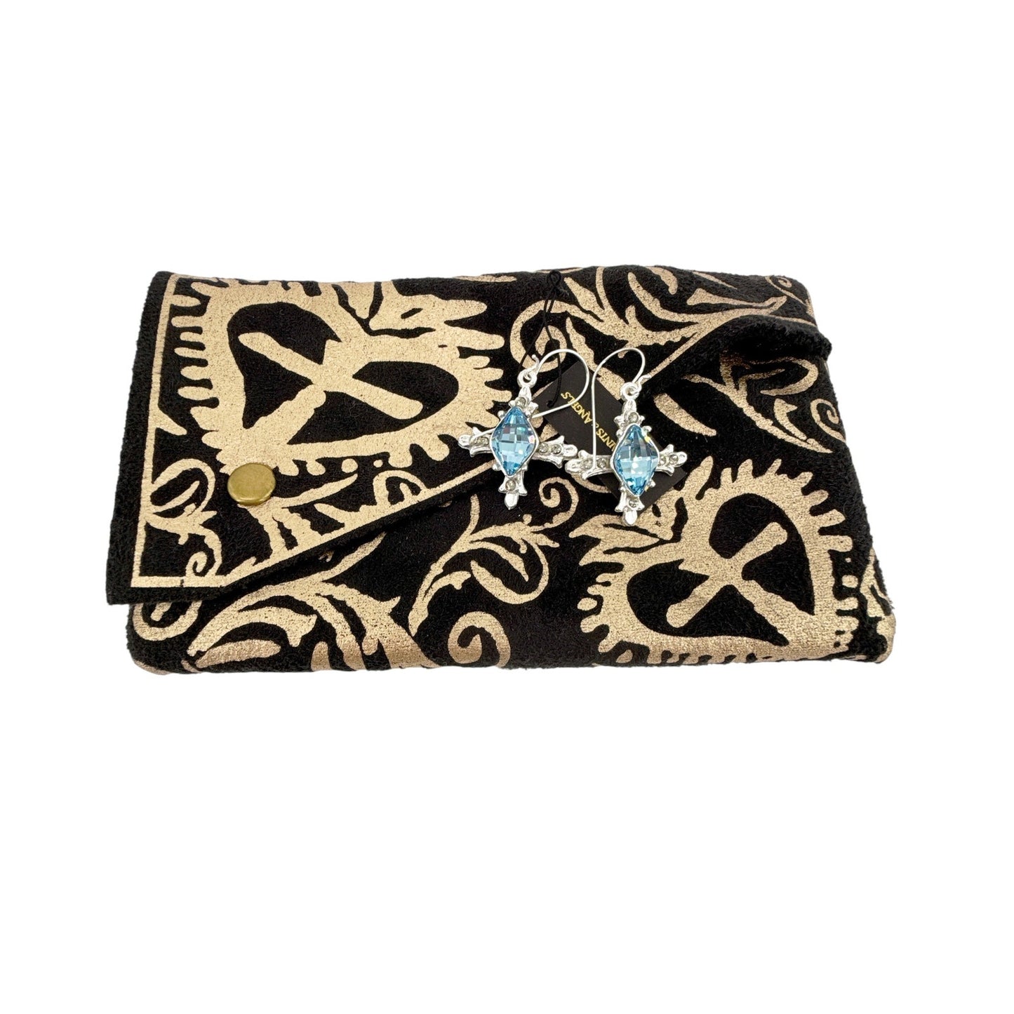 VIRGINS SAINTS & ANGELS VSA Ice Cross Earrings in Silver & Aqua