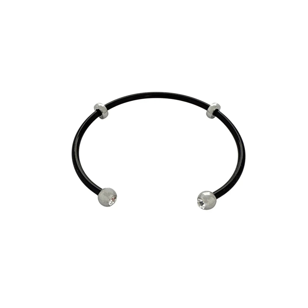 ALEX+ANI Bezel Stone Enamel Cuff in Black - flyKAMP