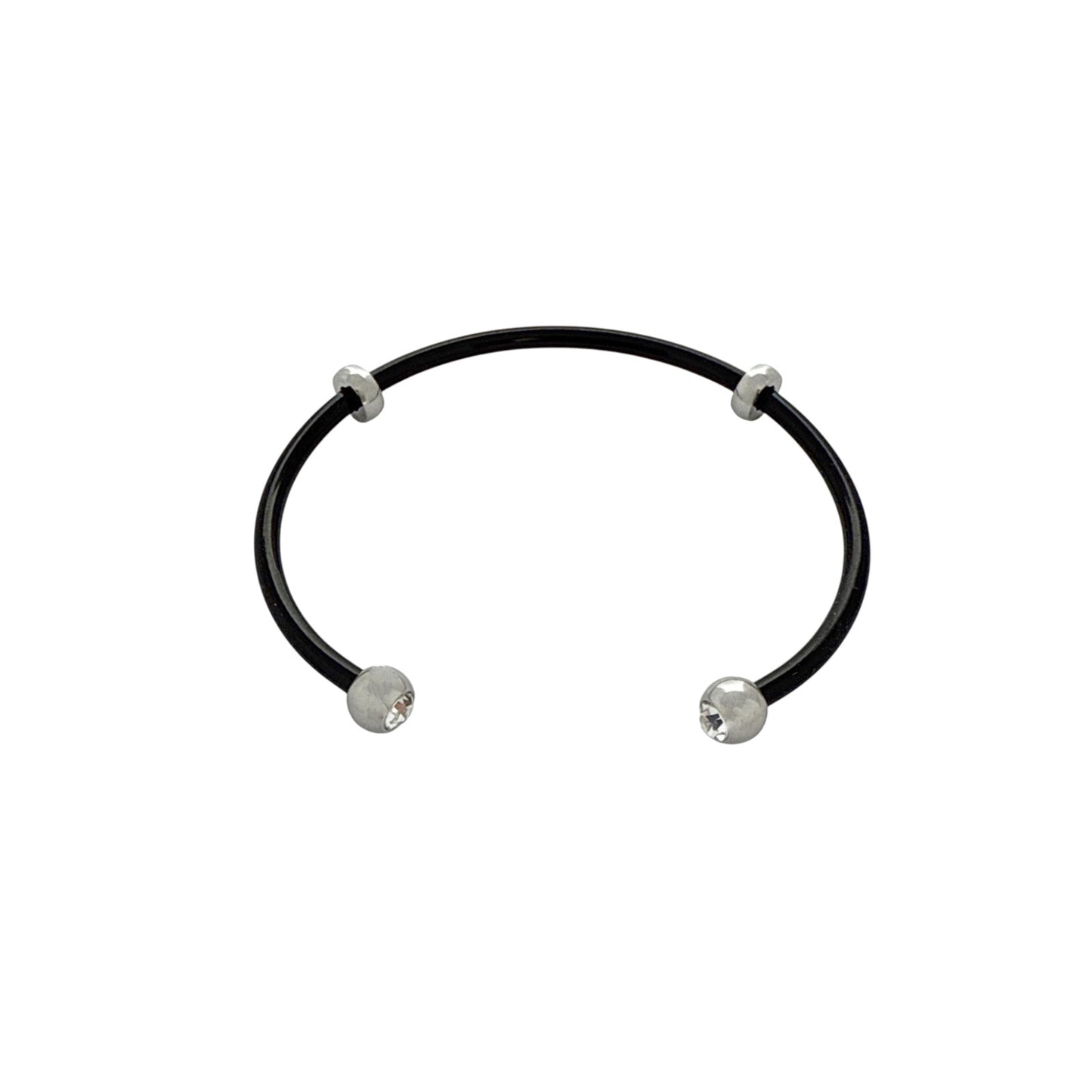 ALEX+ANI Bezel Stone Enamel Cuff in Black