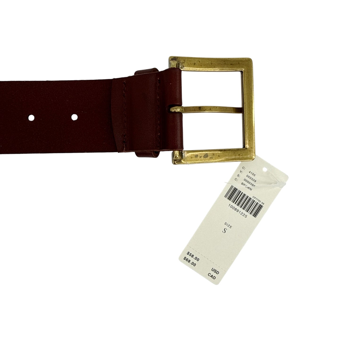ANTHROPOLOGIE Adjustable Square Buckle Belt in Brown S