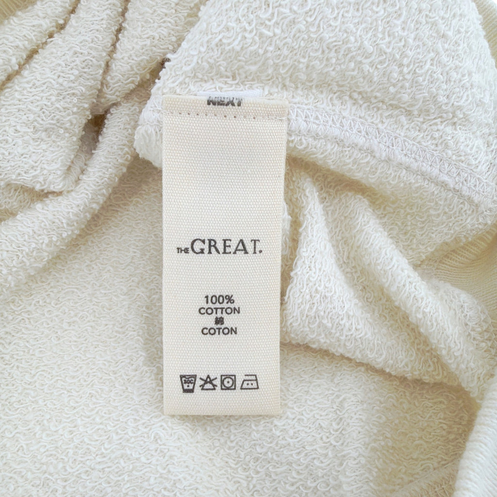 THE GREAT. The College Sweatshirt in Washed White with Red Heart Graphic 0|XS The Great.