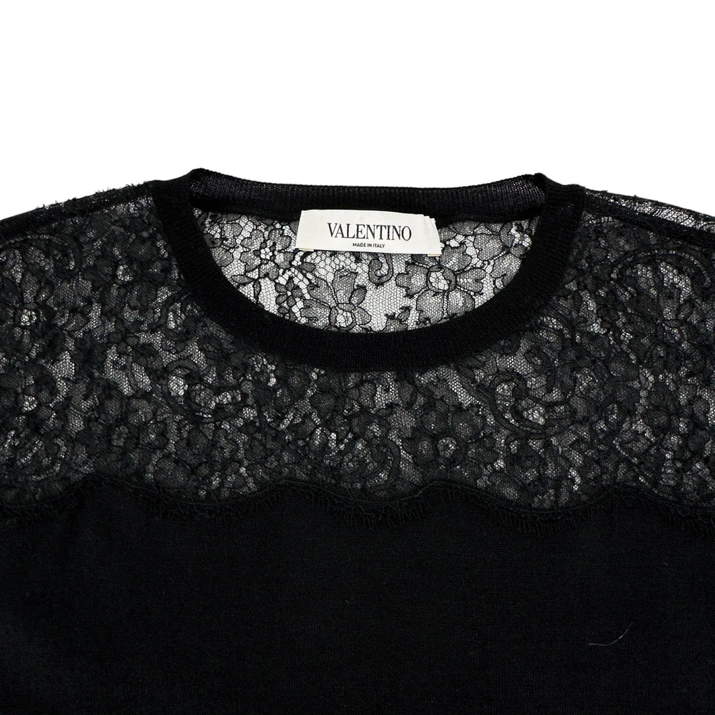 VALENTINO GARAVANI Lace Panel Detail Sweater S - flyKAMP