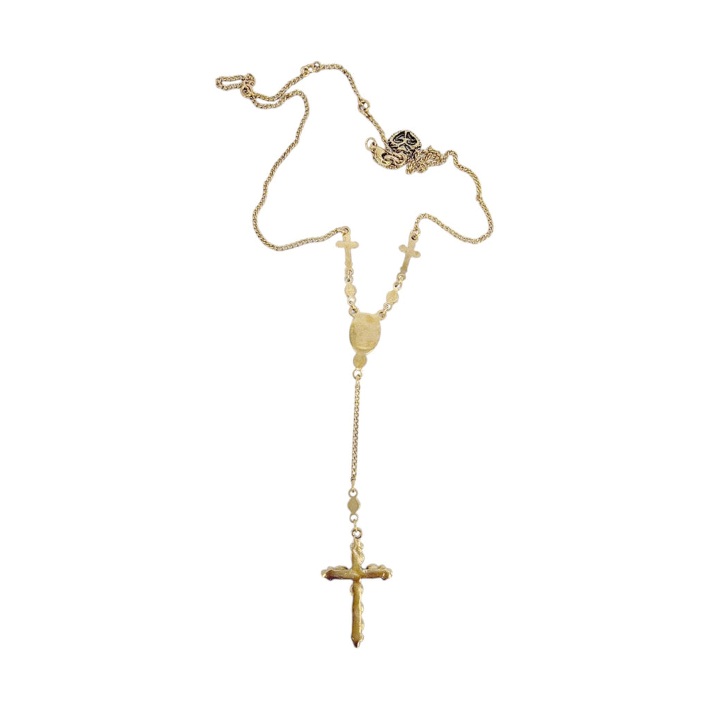 VIRGINS SAINTS & ANGELS VSA Maddie Rosary Necklace in Gold & Topaz Virgins Saints & Angels