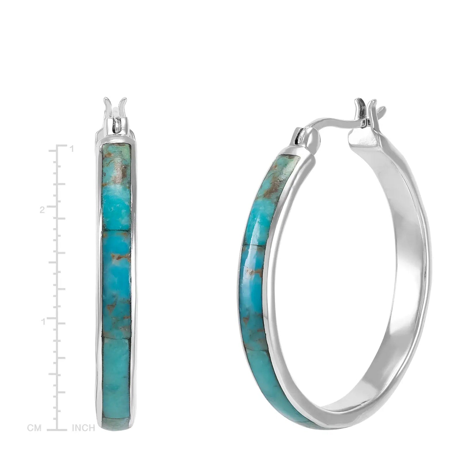 SILPADA Beginner's Luck Silver Compressed Turquoise Hoop Earrings