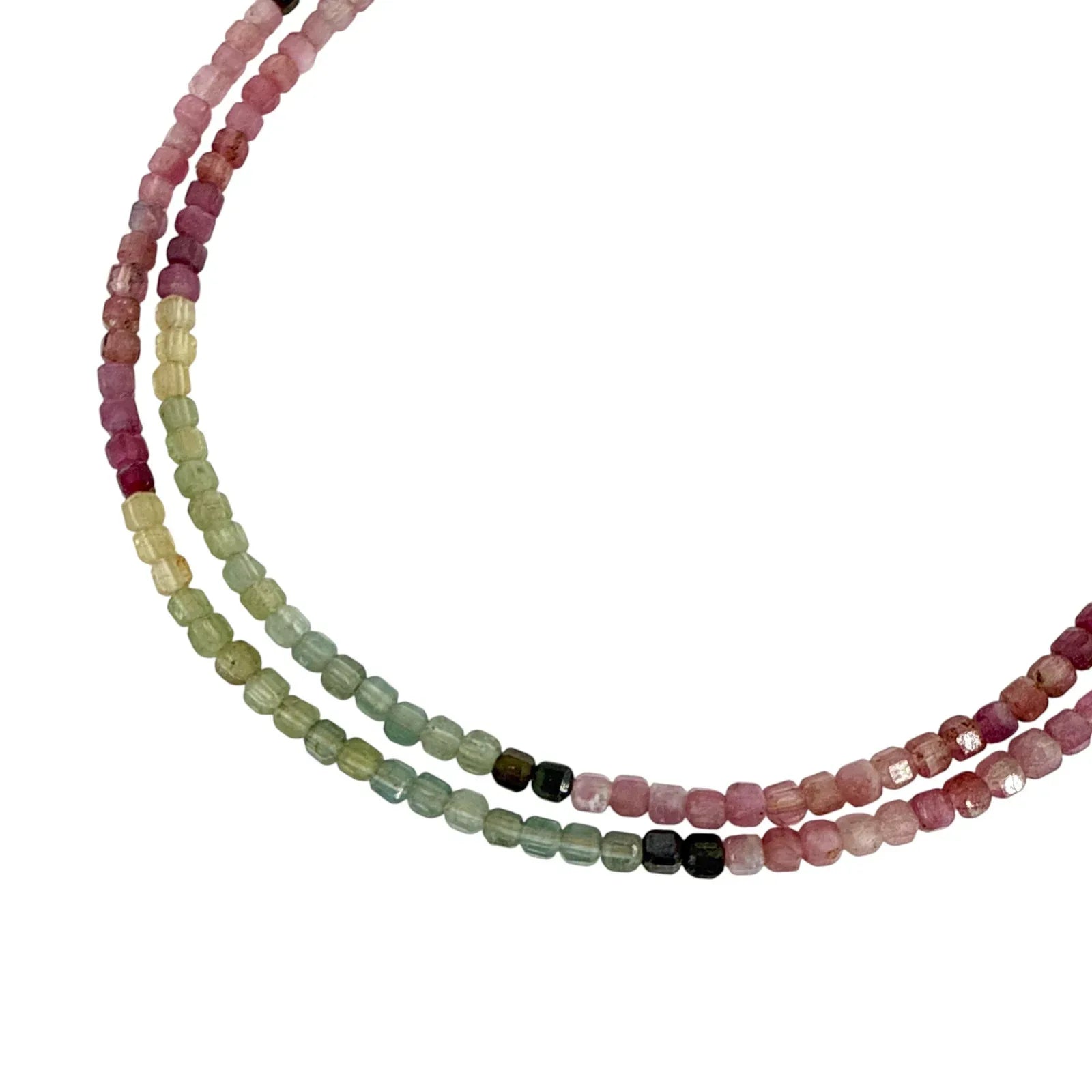 THE SILVER WREN Natural Tourmaline Beaded Necklace with Heart Charm - flyKAMP