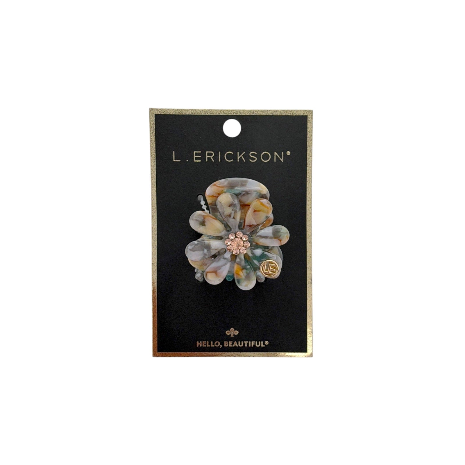 FRANCE LUXE L. ERICKSON Lane Claw Clip in Blue & Tan France Luxe