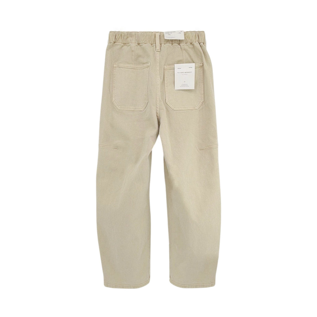 FLYING MONKEY Super High Rise Barrel Fit Jean in Vintage Beige 24 Mother