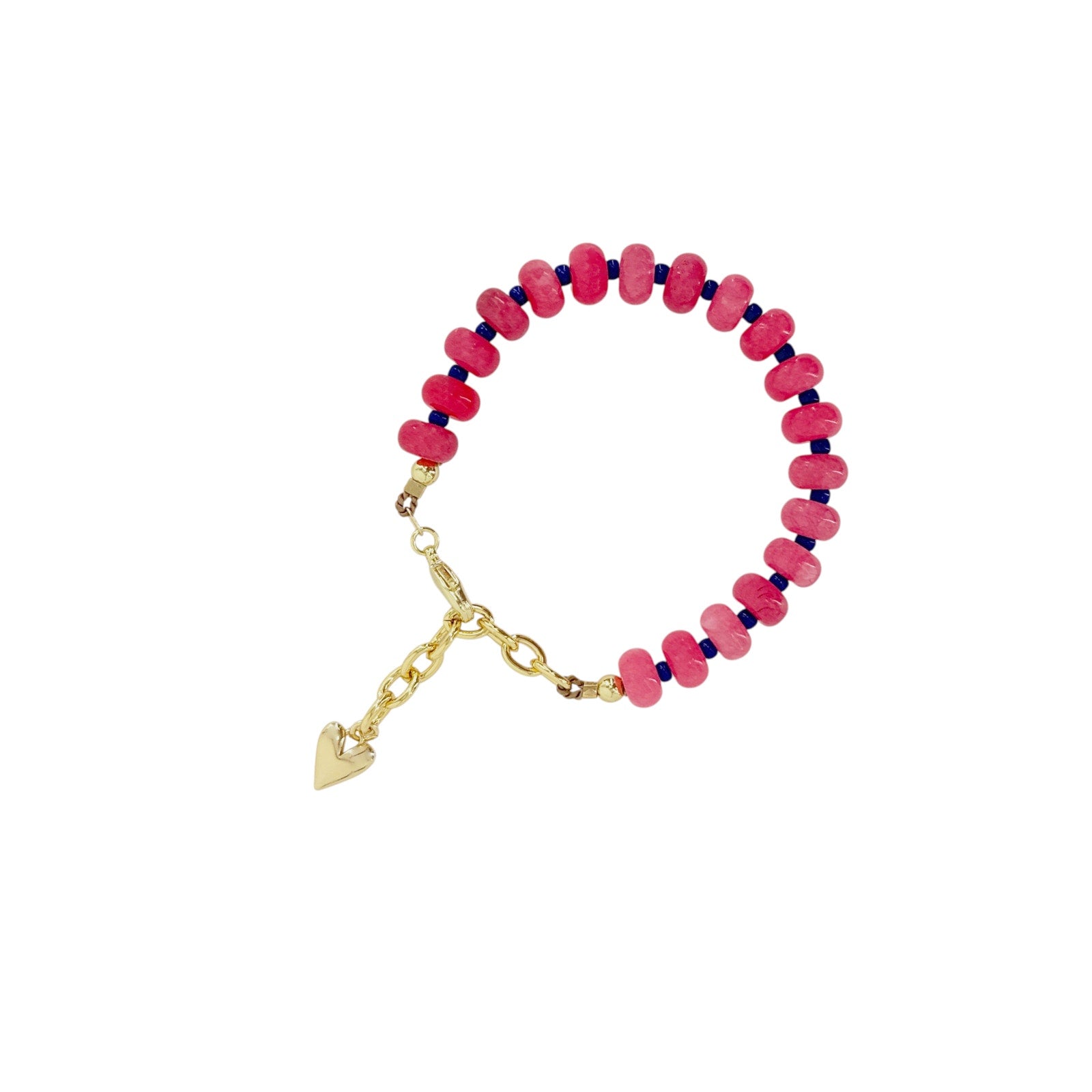 THE SILVER WREN Candy Stone Beaded Bracelet in Dark Pink