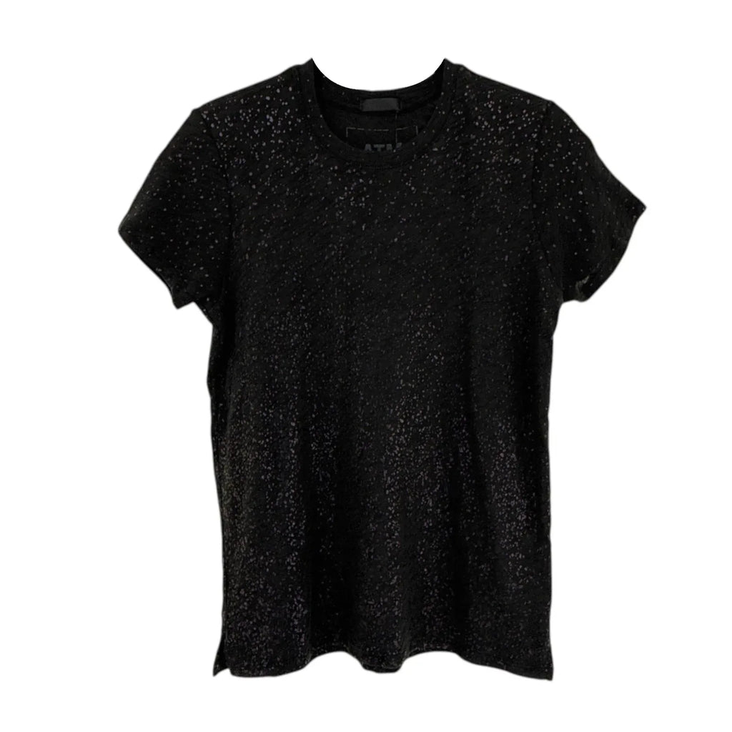 ATM Anthony Thomas Melillo Slub Jersey Schoolboy Tee with Metallic Foil Black S - flyKAMP