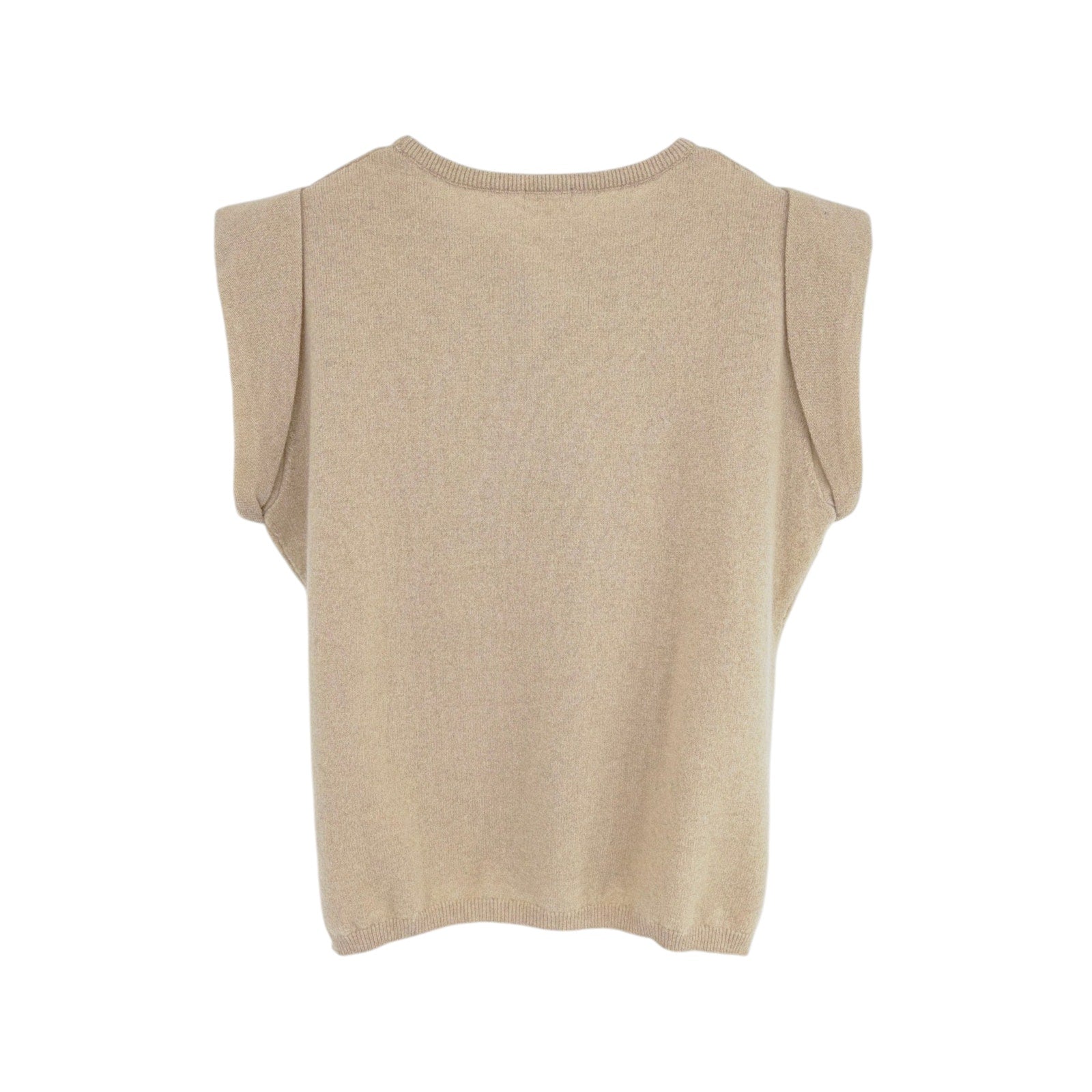 MINNIE ROSE Cashmere Cap Sleeve Knit Tee in Linen M Minnie Rose