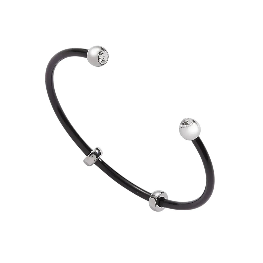 ALEX+ANI Bezel Stone Enamel Cuff in Black - flyKAMP