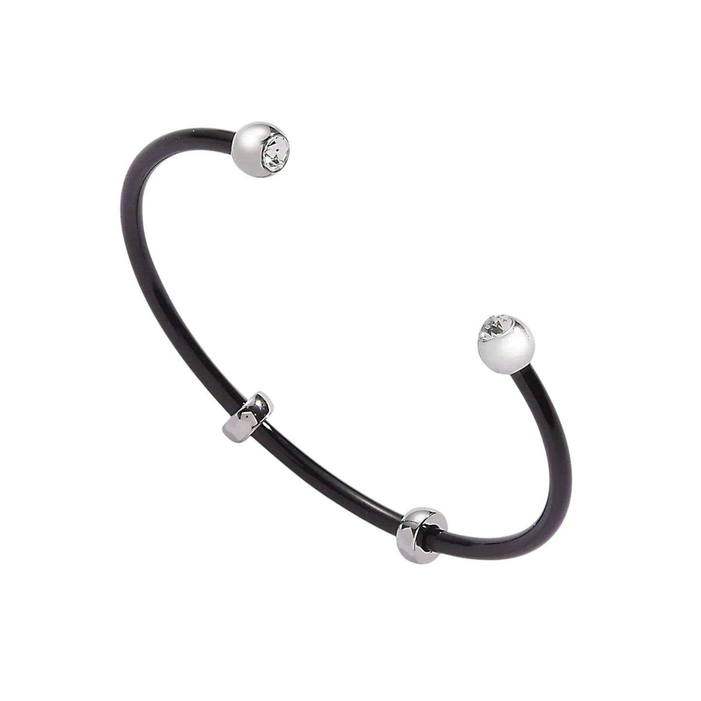 ALEX+ANI Bezel Stone Enamel Cuff in Black