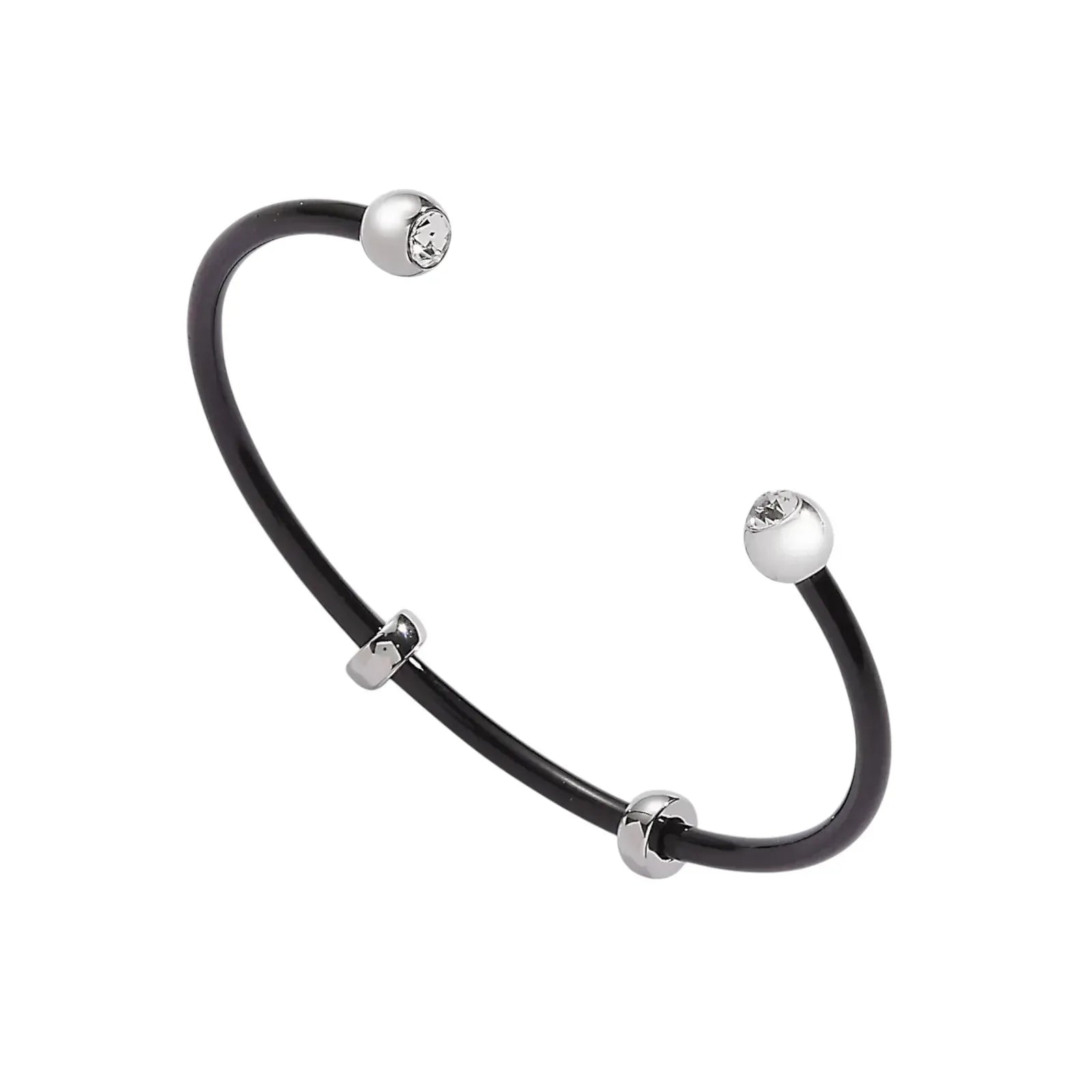 ALEX+ANI Bezel Stone Enamel Cuff in Black - flyKAMP