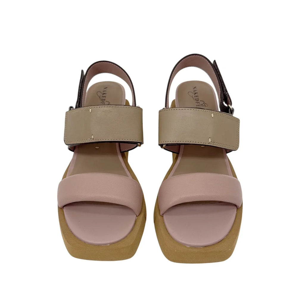 NAKED FEET Paradox in Ecru Wedge Sandals 6.5 - flyKAMP