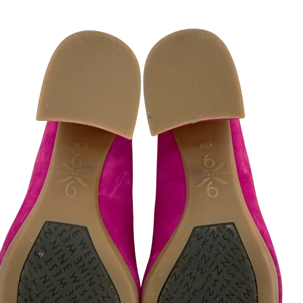 NINE WEST Vibe 9x9 Block Heel Pumps in Pink Berry Suede 6.5 - flyKAMP