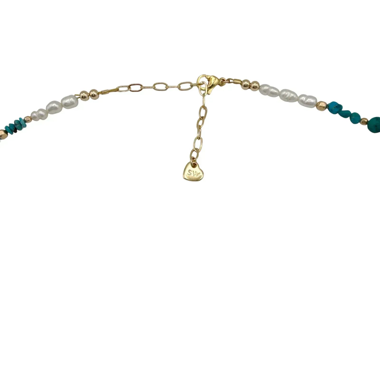 THE SILVER WREN Beaded Turquoise and Pearl Necklace - flyKAMP