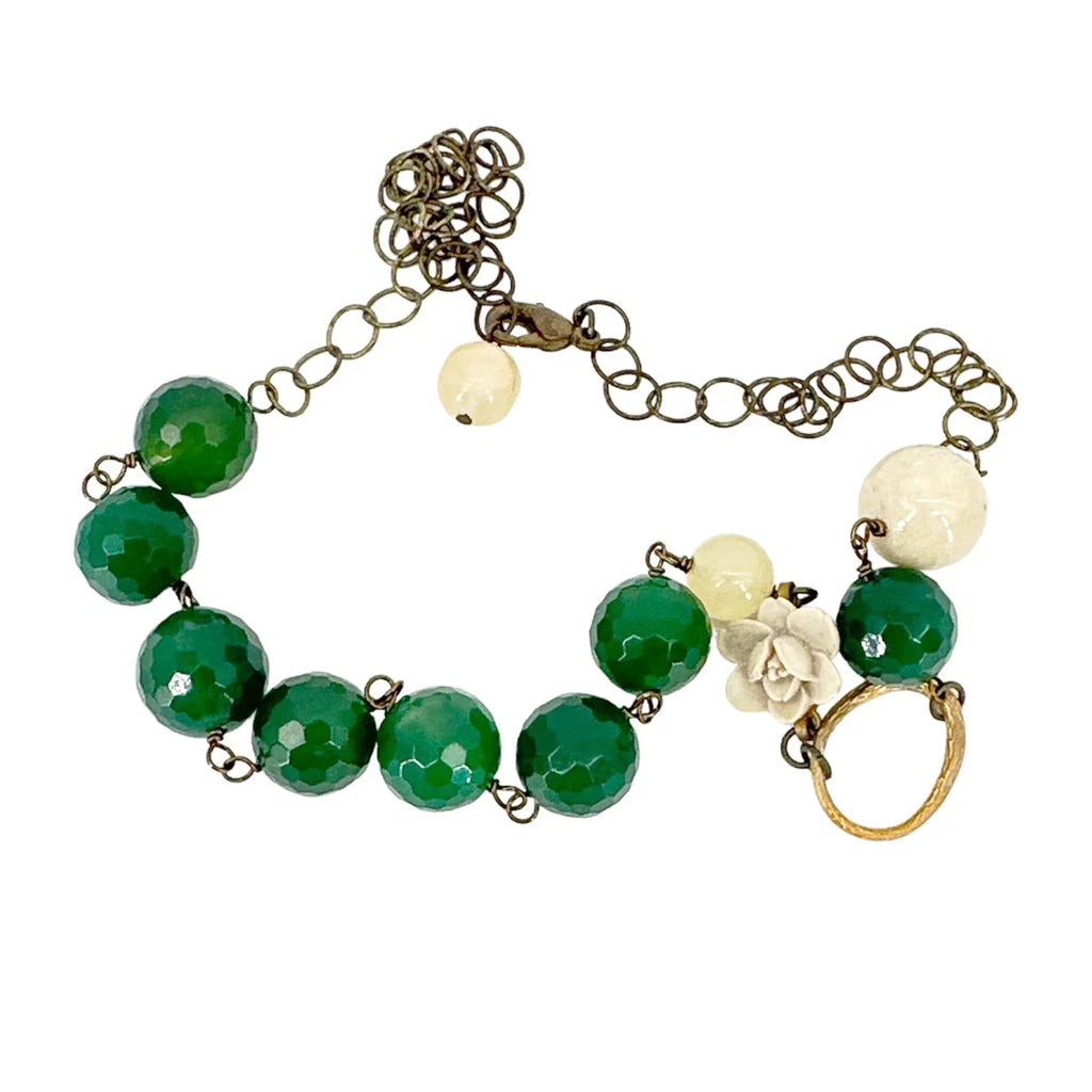 NECKLACE Hand Crafted in Antique Gold & Green - flyKAMP