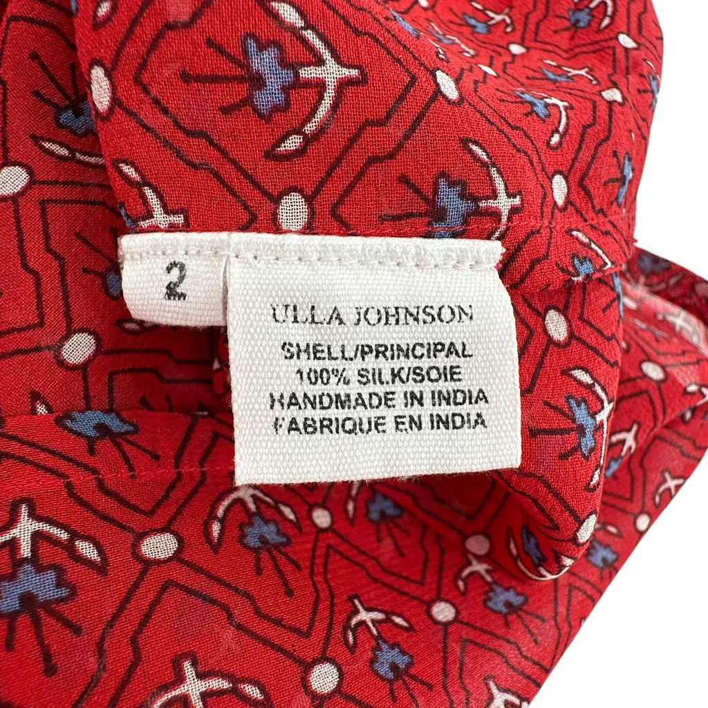 ULLA JOHNSON Silk Top in Scarlet 2|S - flyKAMP