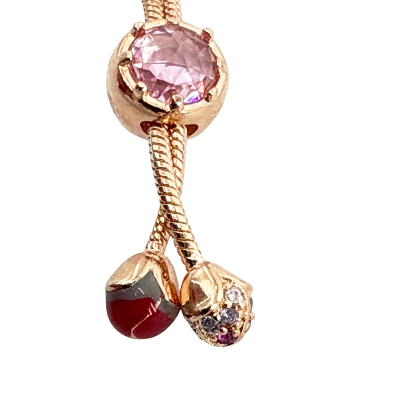 PANDORA Moments Pink Peach Blossom Flower Snake Chain Slider Bracelet