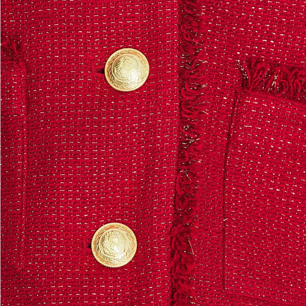 L'AGENCE Sylvia Collared Jacket in Garnet Red & Copper 4 - flyKAMP