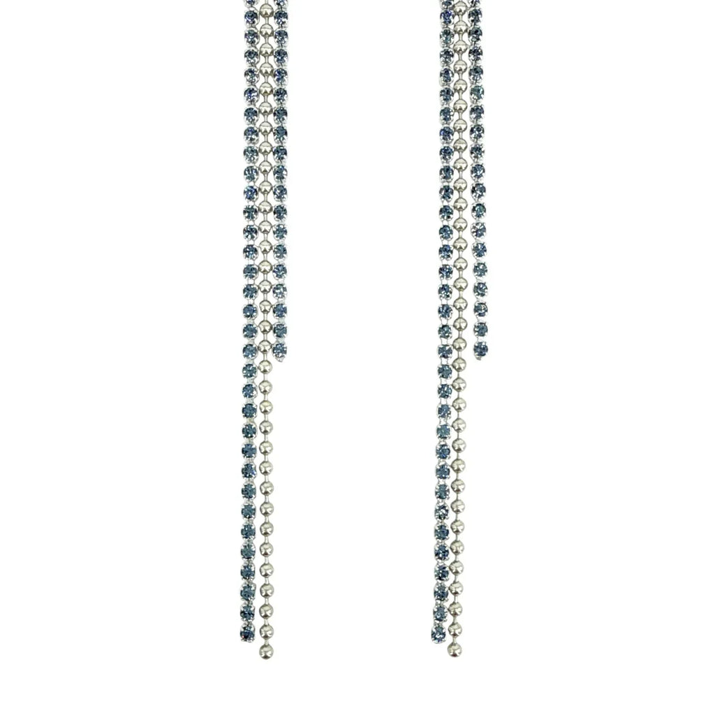 VIRGINS SAINTS & ANGELS VSA Resurrection Cross Chain Earrings in Silver & Blue - flyKAMP