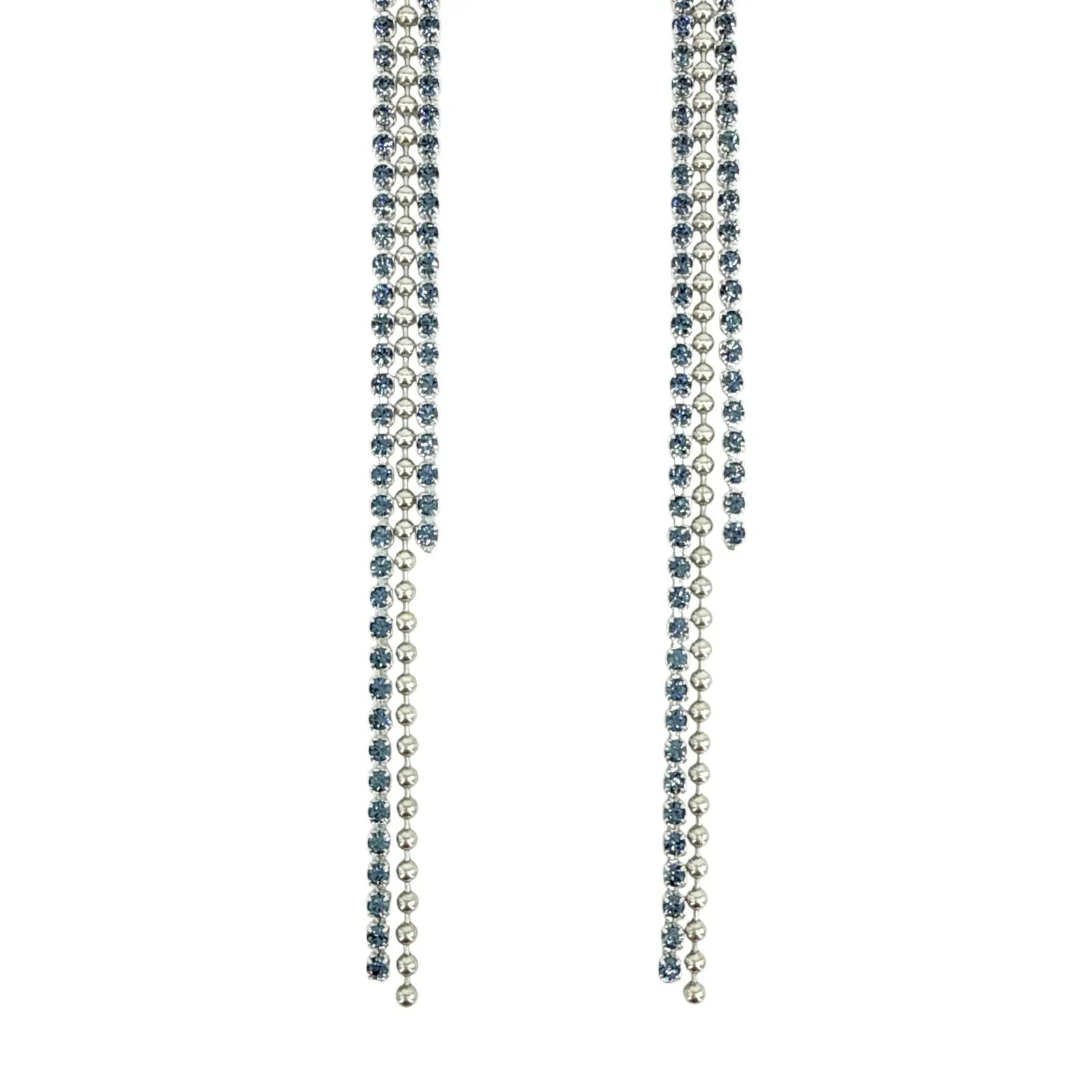 VIRGINS SAINTS & ANGELS VSA Resurrection Cross Chain Earrings in Silver & Blue - flyKAMP